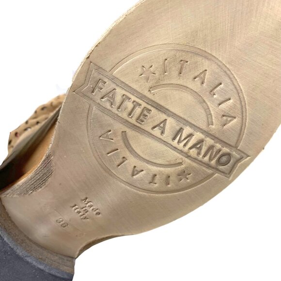 Piranha Beige Nubuck Perforated Moto Handmade in Italy Boots - Picture 9 of 12